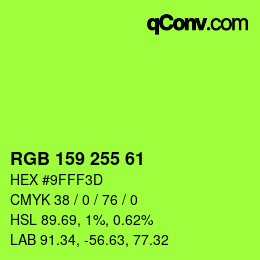 Color code: RGB 159 255 61 | qconv.com