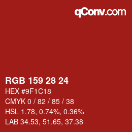 Color code: RGB 159 28 24 | qconv.com