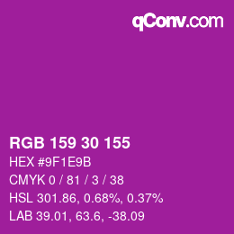Color code: RGB 159 30 155 | qconv.com