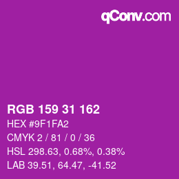 Color code: RGB 159 31 162 | qconv.com