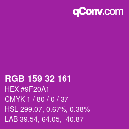 Color code: RGB 159 32 161 | qconv.com