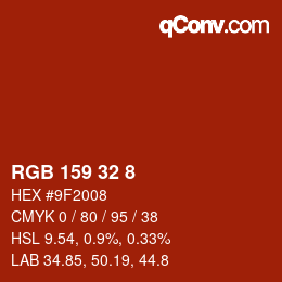 Color code: RGB 159 32 8 | qconv.com