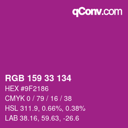 Color code: RGB 159 33 134 | qconv.com