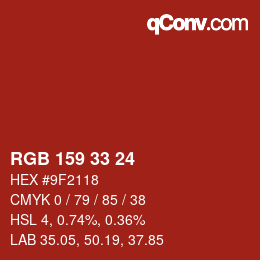 Color code: RGB 159 33 24 | qconv.com