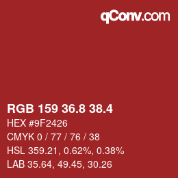 カラーコード: RGB 159 36.8 38.4 | qconv.com