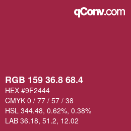 カラーコード: RGB 159 36.8 68.4 | qconv.com