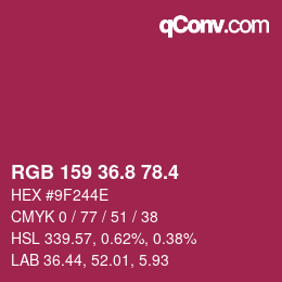 カラーコード: RGB 159 36.8 78.4 | qconv.com