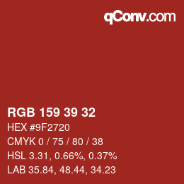 Color code: RGB 159 39 32 | qconv.com