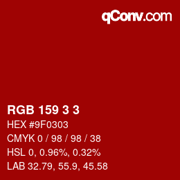 カラーコード: RGB 159 3 3 | qconv.com