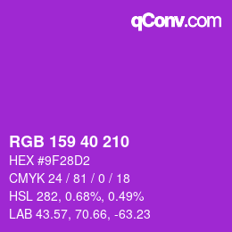 Color code: RGB 159 40 210 | qconv.com