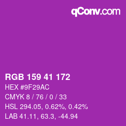 Color code: RGB 159 41 172 | qconv.com