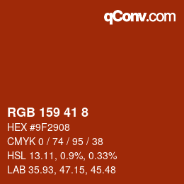 Color code: RGB 159 41 8 | qconv.com