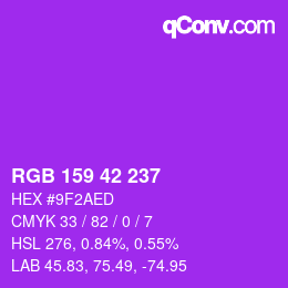 Color code: RGB 159 42 237 | qconv.com