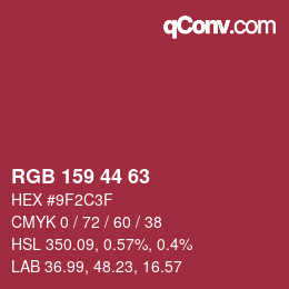 カラーコード: RGB 159 44 63 | qconv.com