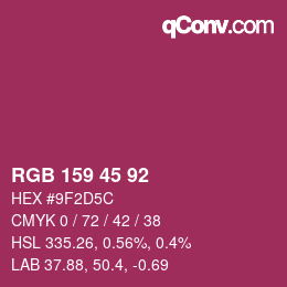 Color code: RGB 159 45 92 | qconv.com