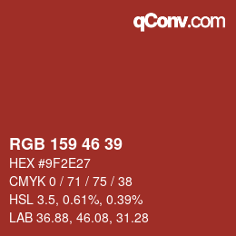 Código de color: RGB 159 46 39 | qconv.com