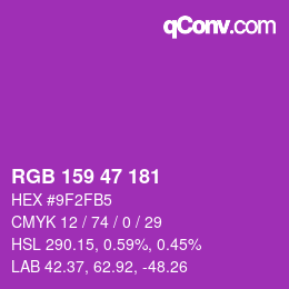 颜色代码: RGB 159 47 181 | qconv.com