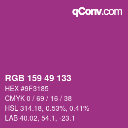 Color code: RGB 159 49 133 | qconv.com
