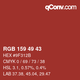Color code: RGB 159 49 43 | qconv.com