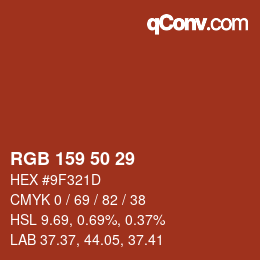カラーコード: RGB 159 50 29 | qconv.com