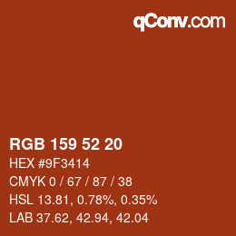 Color code: RGB 159 52 20 | qconv.com
