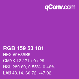 カラーコード: RGB 159 53 181 | qconv.com