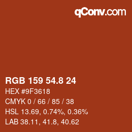 カラーコード: RGB 159 54.8 24 | qconv.com