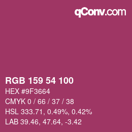 Color code: RGB 159 54 100 | qconv.com