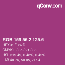 カラーコード: RGB 159 56.2 125.6 | qconv.com