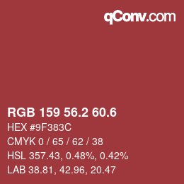 カラーコード: RGB 159 56.2 60.6 | qconv.com