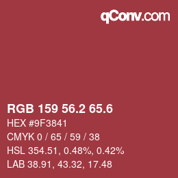 カラーコード: RGB 159 56.2 65.6 | qconv.com