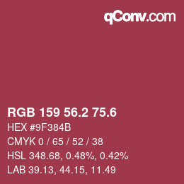 カラーコード: RGB 159 56.2 75.6 | qconv.com