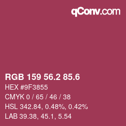 カラーコード: RGB 159 56.2 85.6 | qconv.com