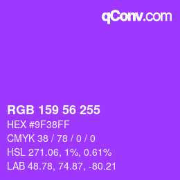 Color code: RGB 159 56 255 | qconv.com