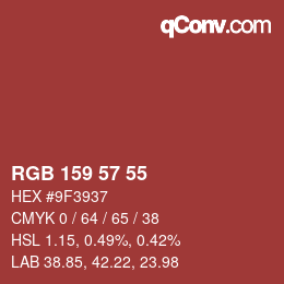 Color code: RGB 159 57 55 | qconv.com
