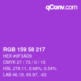 Color code: RGB 159 58 217 | qconv.com