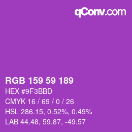 Farbcode: RGB 159 59 189 | qconv.com