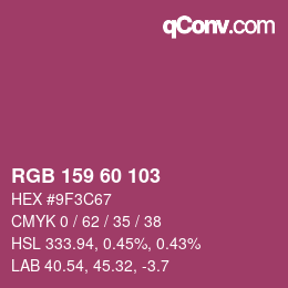 カラーコード: RGB 159 60 103 | qconv.com