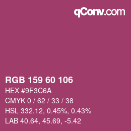 カラーコード: RGB 159 60 106 | qconv.com