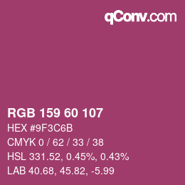 カラーコード: RGB 159 60 107 | qconv.com