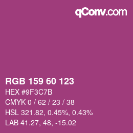 カラーコード: RGB 159 60 123 | qconv.com