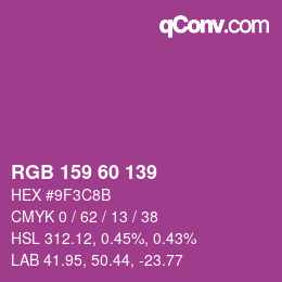 カラーコード: RGB 159 60 139 | qconv.com