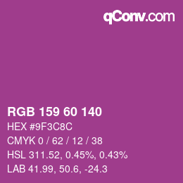 カラーコード: RGB 159 60 140 | qconv.com
