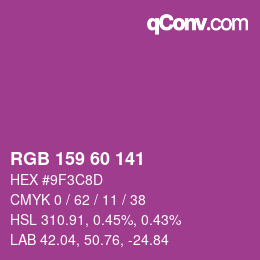 カラーコード: RGB 159 60 141 | qconv.com