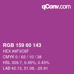カラーコード: RGB 159 60 143 | qconv.com