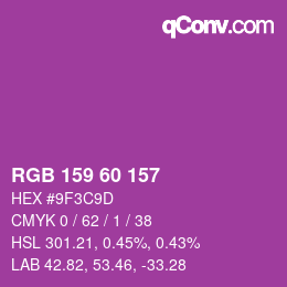カラーコード: RGB 159 60 157 | qconv.com