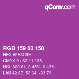 カラーコード: RGB 159 60 158 | qconv.com