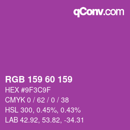 カラーコード: RGB 159 60 159 | qconv.com