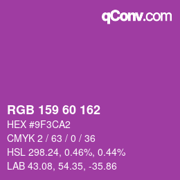 Color code: RGB 159 60 162 | qconv.com