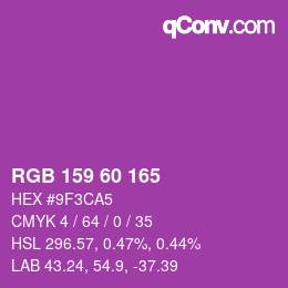 颜色代码: RGB 159 60 165 | qconv.com